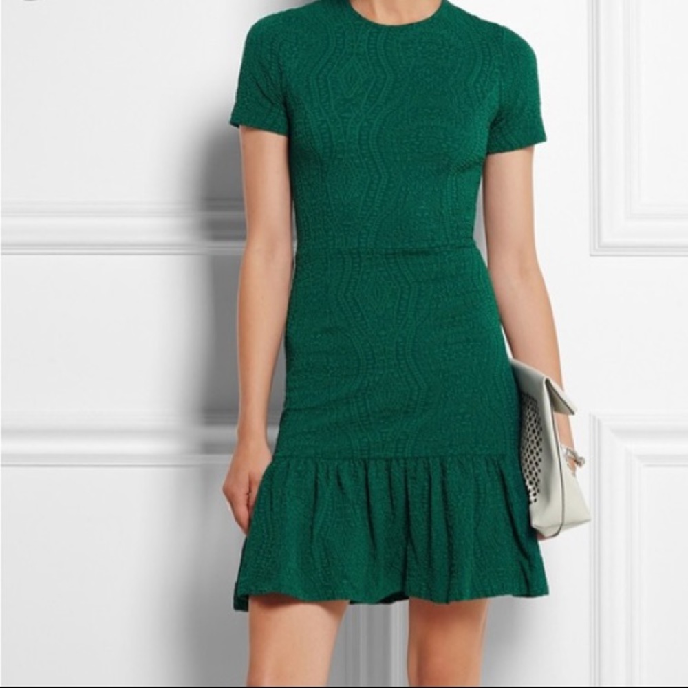 Opening Ceremony Green Ruffle Hem Dress